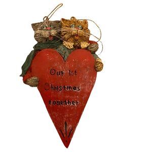 #3831 Kurt S Adler Cats our 1st Christmas VTG red heart  4.5 X 2.75